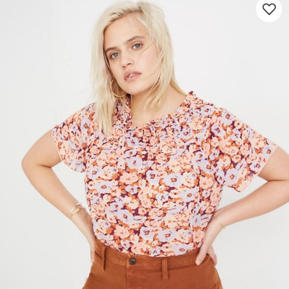MADEWELL Smocked Mockneck Floral Top XL